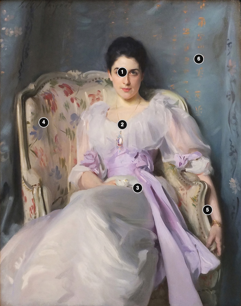 Annotated details from Lady Agnew of Lochnaw